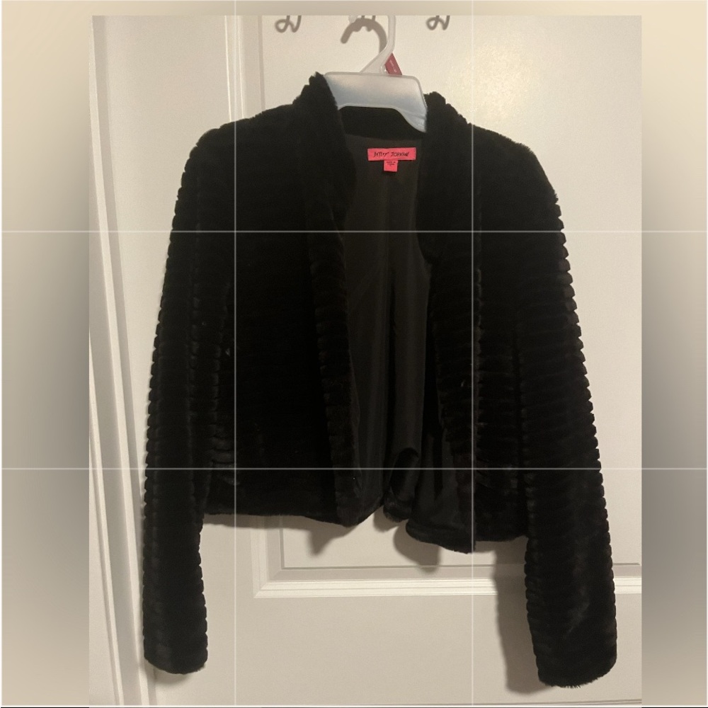 Large black soft Betsy Johnson dress coat